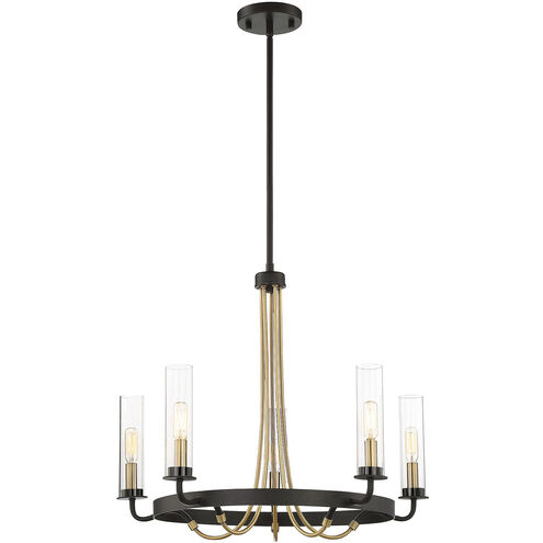 Kearney 5 Light 26 inch Vintage Black with Warm Brass Chandelier Ceiling Light