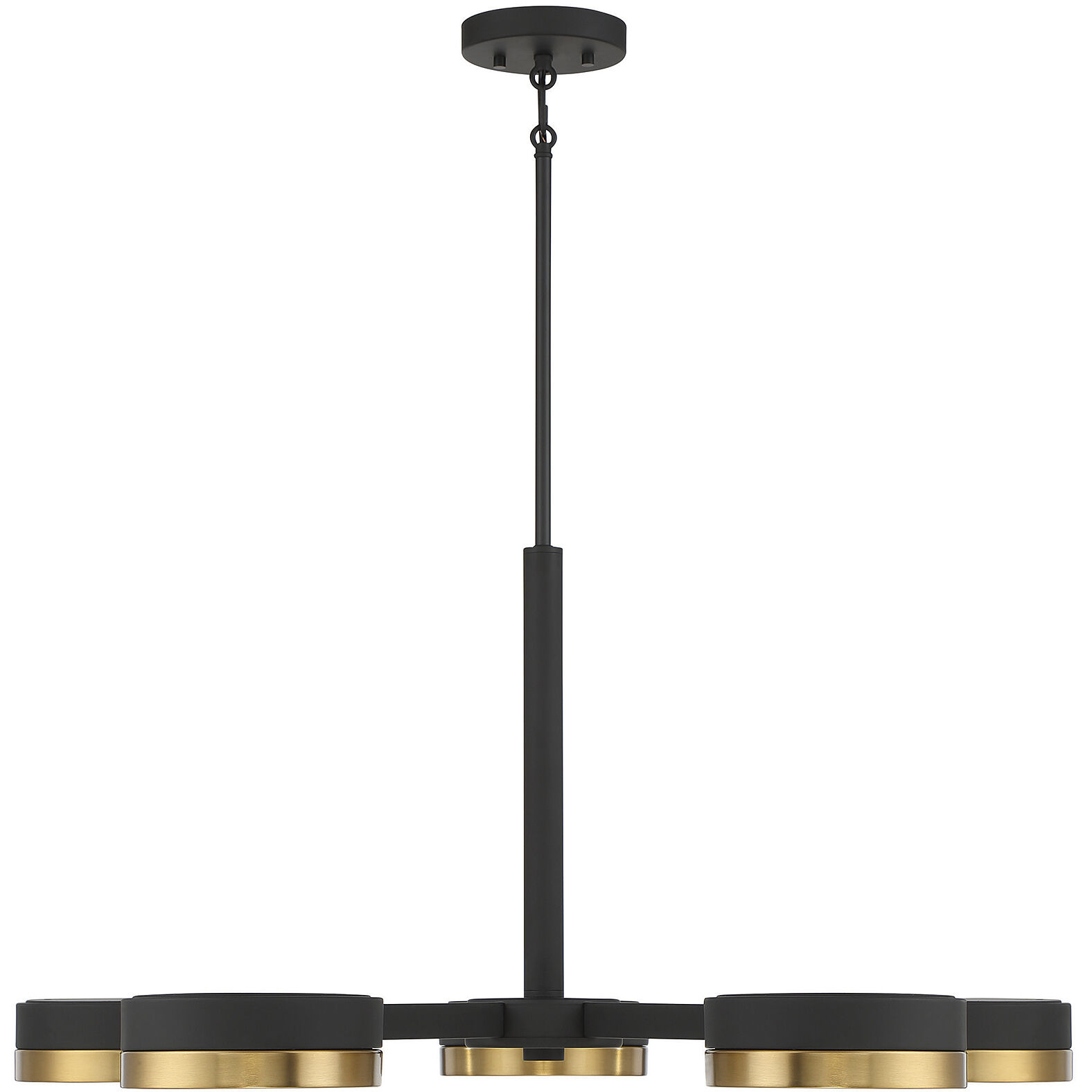 Ashor LED 34 inch Black with Warm Brass Accents Chandelier Ceiling Light