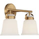 Kaden 2 Light 16 inch Warm Brass Bathroom Vanity Light Wall Light, Essentials