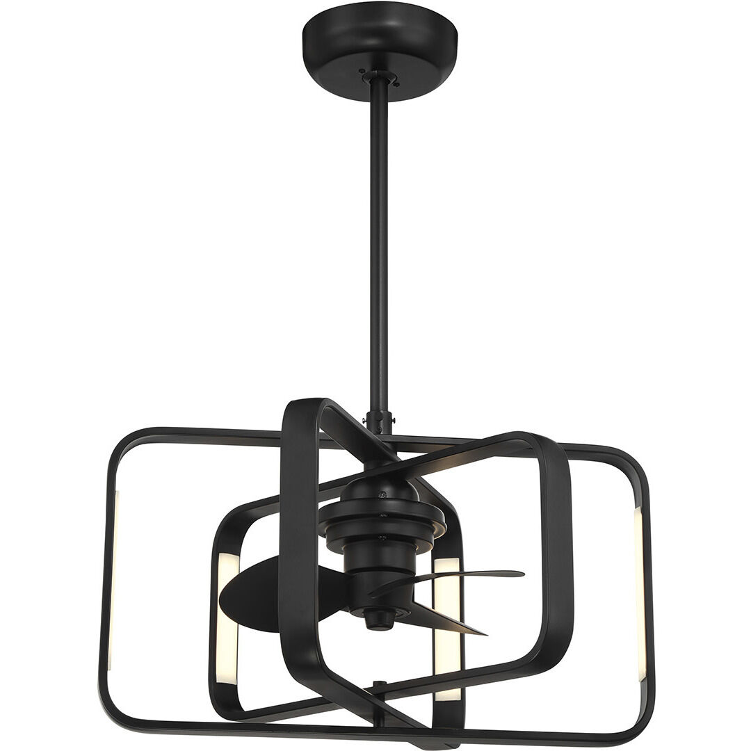 Lynx 14 inch Matte Black with Black Blades Fan D'Lier