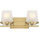 Klein 2 Light 15.5 inch Warm Brass Bathroom Vanity Light Wall Light, Lighting One