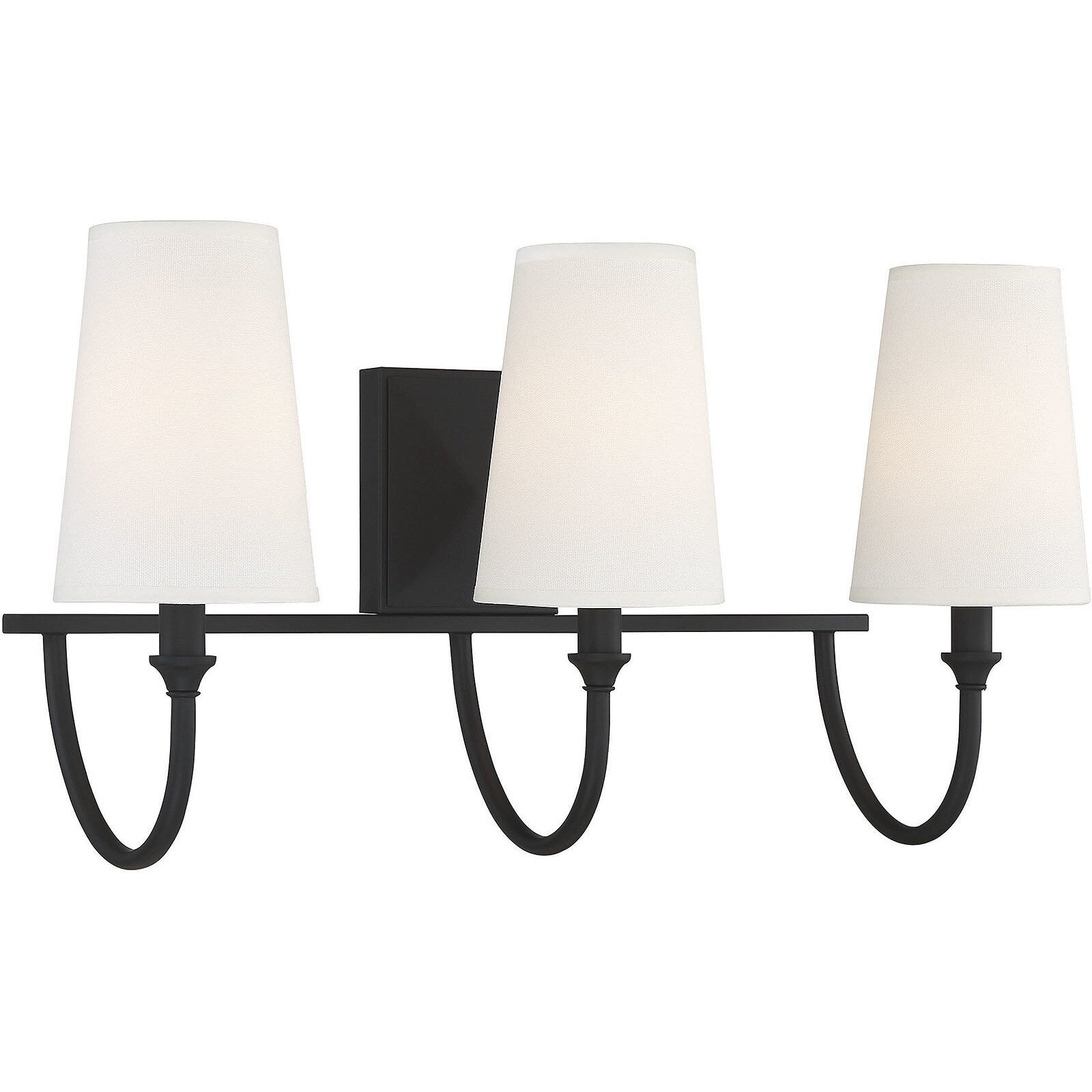 Cameron 3 Light 24 inch Matte Black Bathroom Vanity Light Wall Light, Essentials