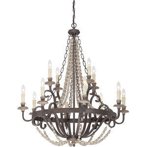 Mallory 12 Light 38 inch Fossil Stone Chandelier Ceiling Light, 10ft of chain 12ft  wire