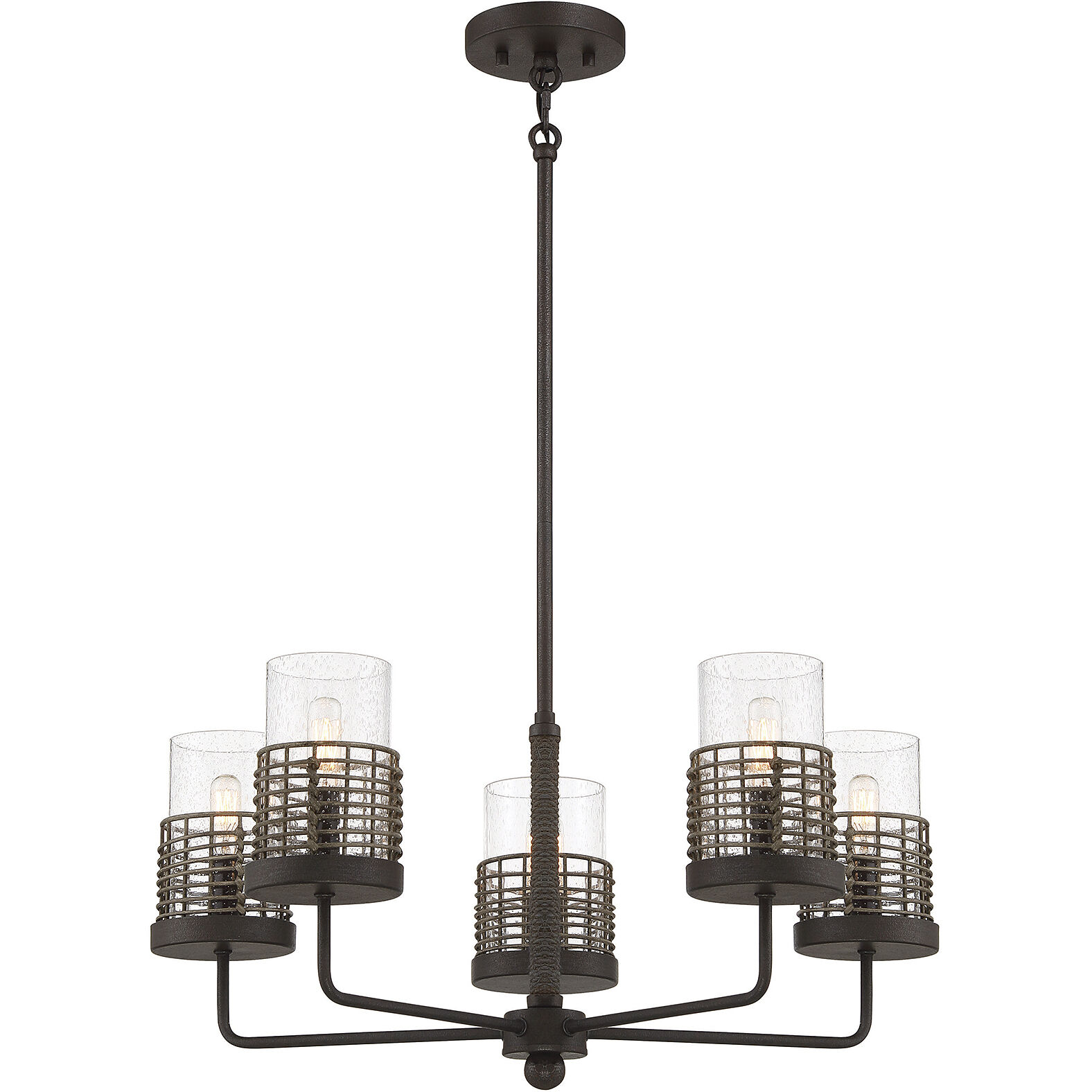 Granada 5 Light 25 inch Gunsmoke with Gray Rattan Chandelier Ceiling Light