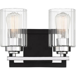 Redmond 2 Light 12 inch Matte Black with Polished Chrome Accents Bathroom Vanity Light Wall Light