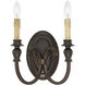 Provence 2 Light 11 inch Antique Copper Sconce Wall Light