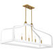 Sheffield 5 Light 46 inch White with Warm Brass Accents Linear Chandelier Ceiling Light in White/Warm Brass