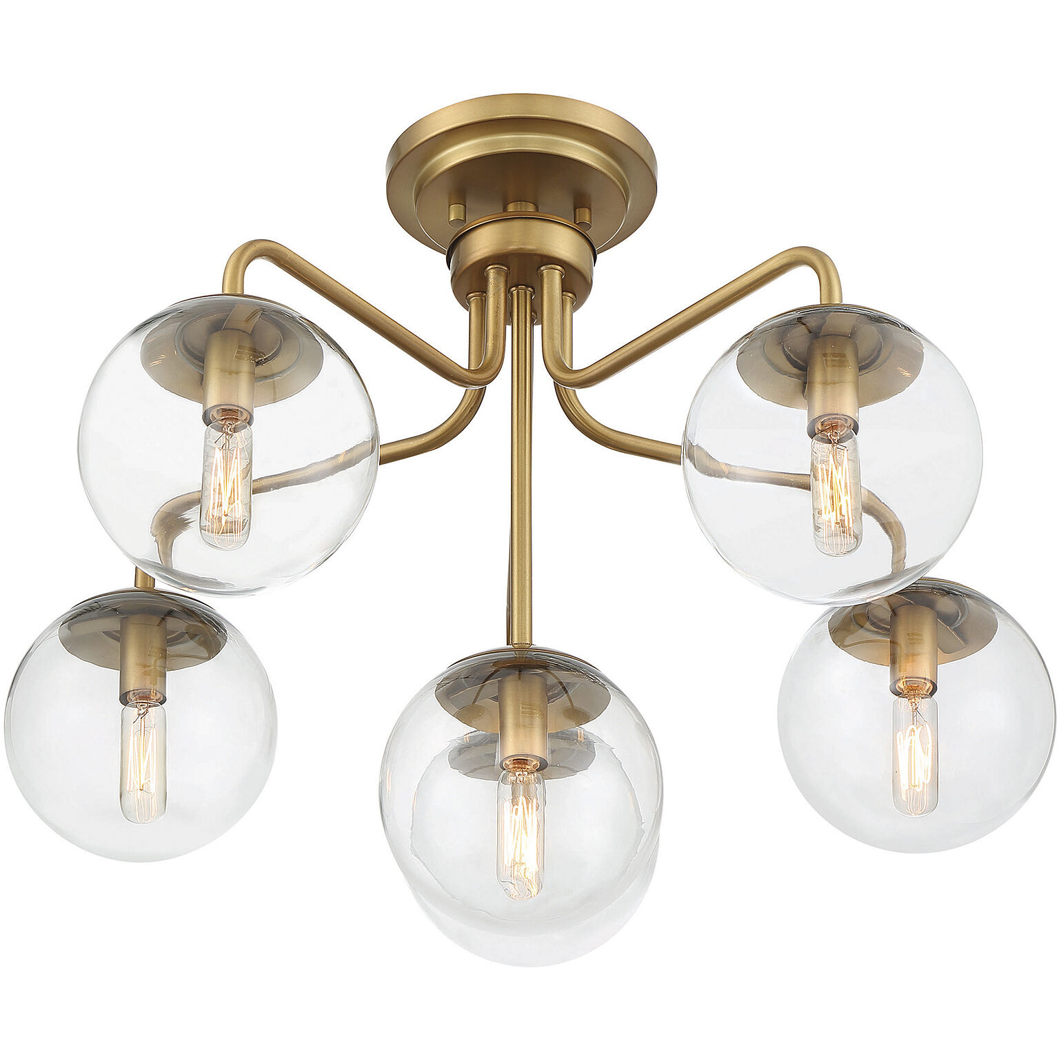Marco 6 Light 24 inch Warm Brass Semi-Flush Ceiling Light, Essentials