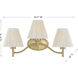 Rosa 3 Light 24.5 inch Noble Brass Bathroom Vanity Light Wall Light