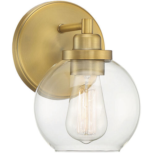 Carson 1 Light 5.5 inch Warm Brass Bathroom Vanity Light Wall Light, Essentials