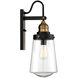 Macauley 1 Light 14 inch Vintage Black with Warm Brass Outdoor Wall Lantern