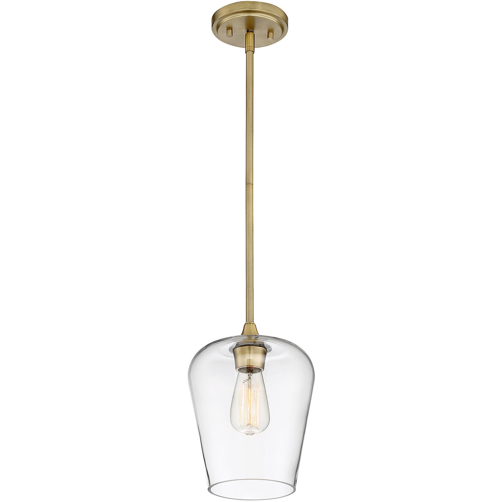 Octave 1 Light 8 inch Warm Brass Pendant Ceiling Light, Essentials