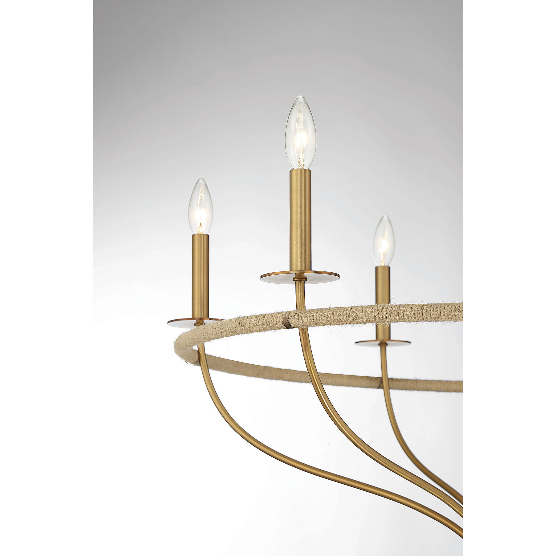 Charter 6 Light 32 inch Warm Brass and Rope Chandelier Ceiling Light