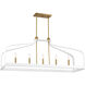 Sheffield 5 Light 46 inch White with Warm Brass Linear Chandelier Ceiling Light in White/Warm Brass