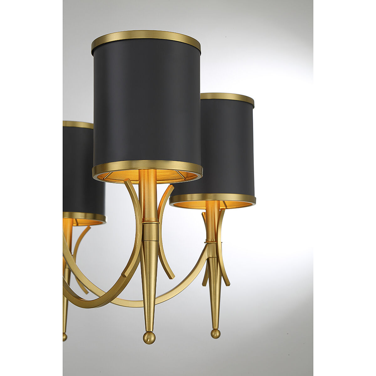 Quincy 5 Light 27 inch Black with Warm Brass Accents Chandelier Ceiling Light