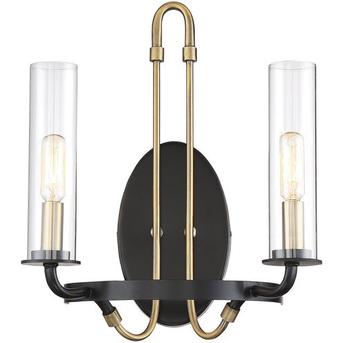 Kearney 2 Light 12 inch Vintage Black with Warm Brass Wall Sconce Wall Light