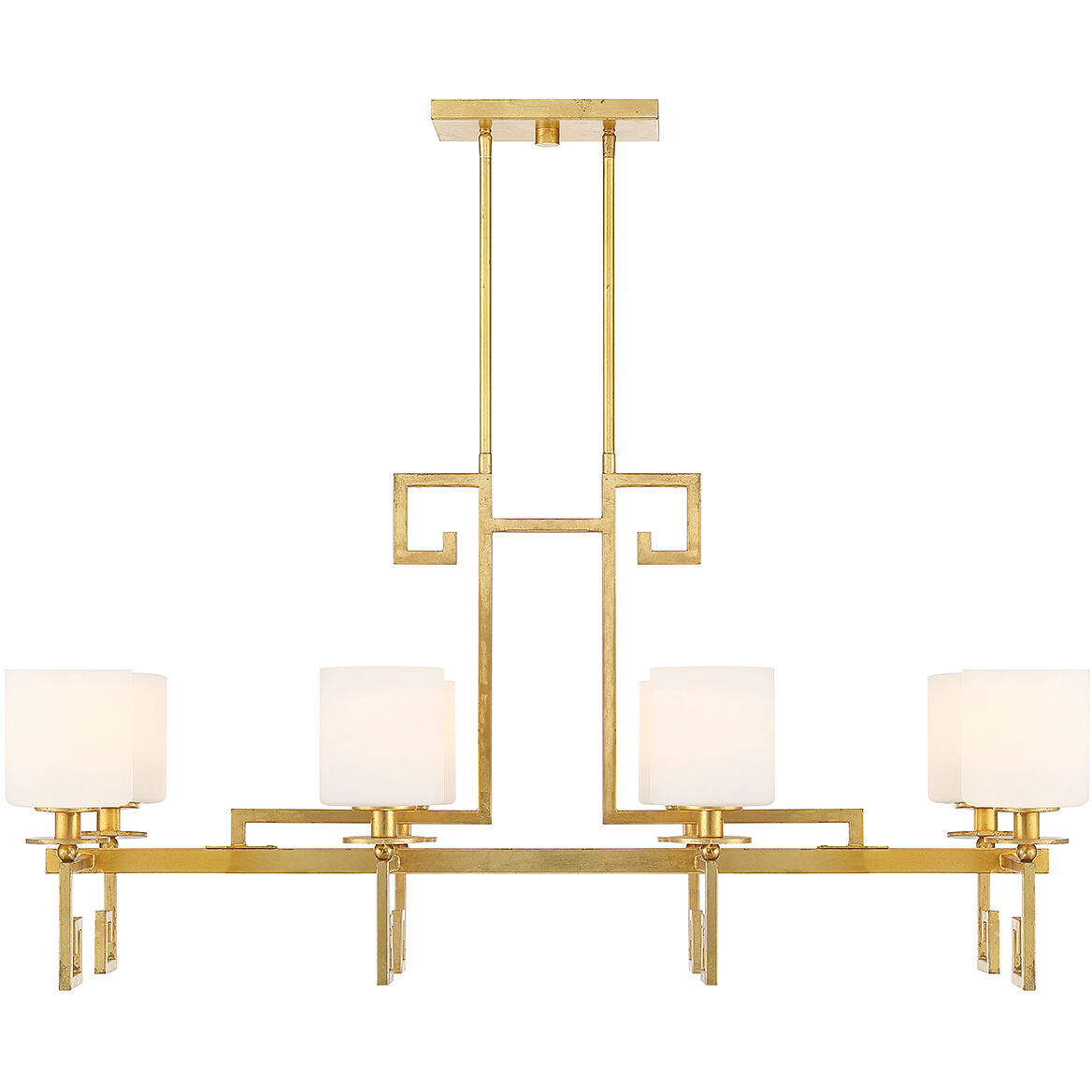 Quatrain 8 Light 41.25 inch True Gold Linear Chandelier Ceiling Light