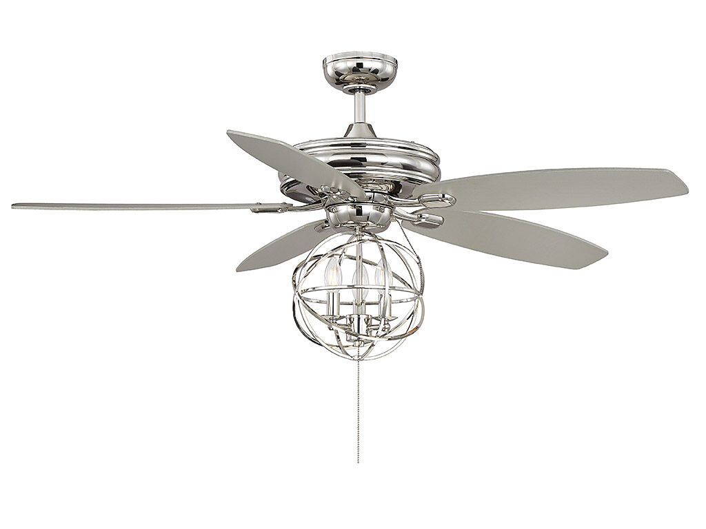 North LED Polished Chrome Fan Light kit in Polished Nickel