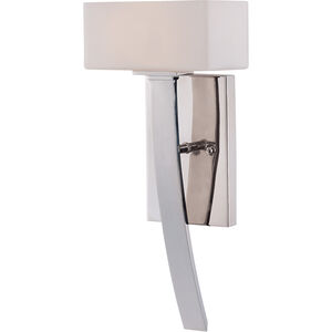 Nordic 1 Light 7 inch Polished Nickel Sconce Wall Light in White Opal Etched