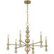 Crescent 6 Light 30 inch Noble Brass Chandelier Ceiling Light