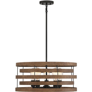 Blaine 5 Light 22 inch Natural Walnut with Black Accents Pendant Ceiling Light