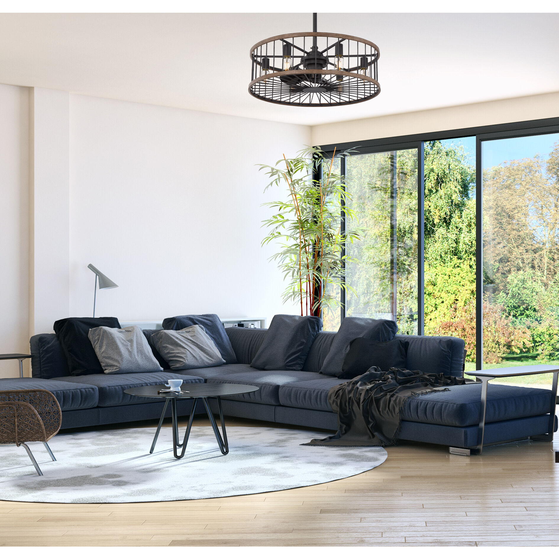 Kona 14 inch Sapele with Black Blades Fan D'Lier