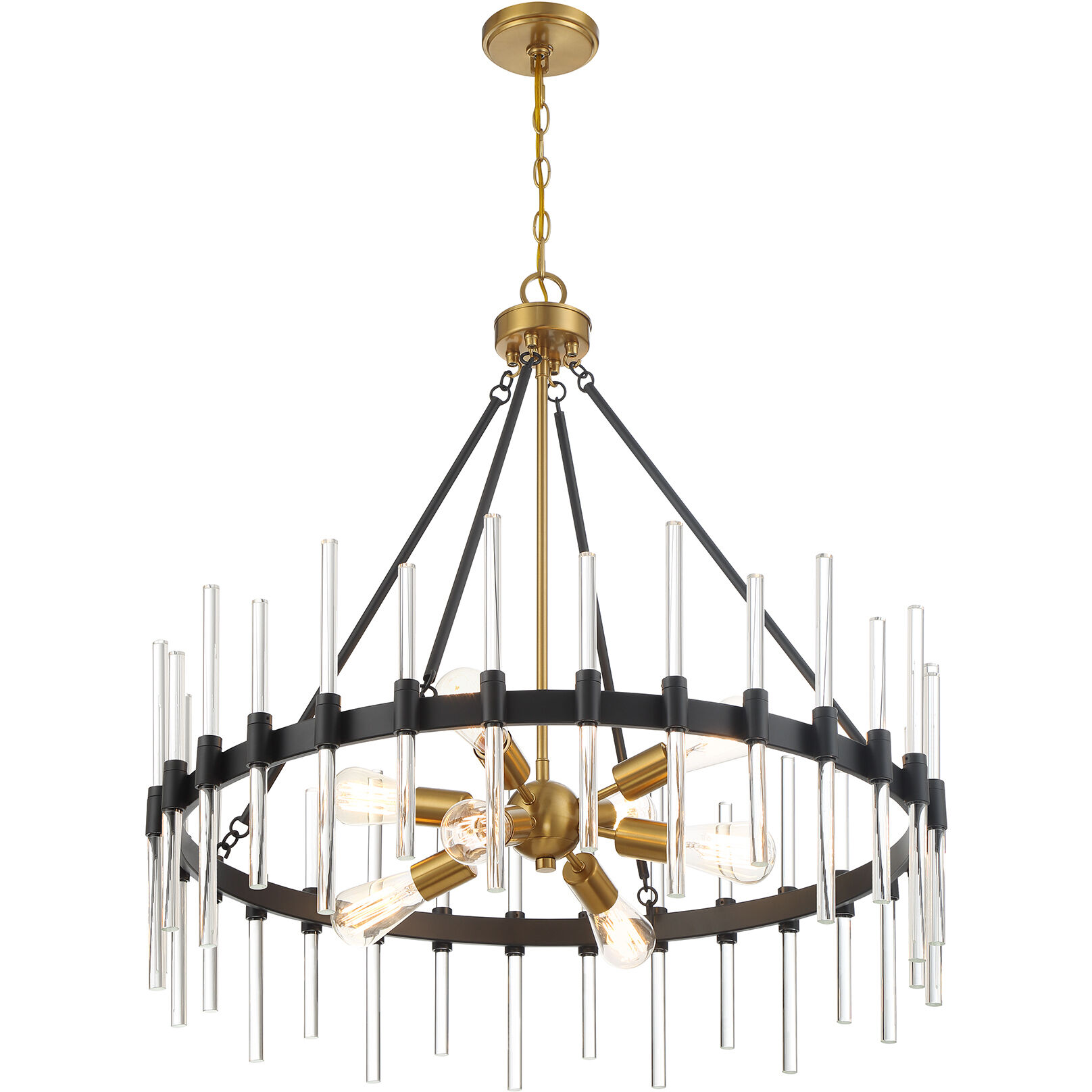 Savoy House 7 1937 8 143 Santiago 8 Light 30 inch Black with Warm Brass Accents Pendant Ceiling Light