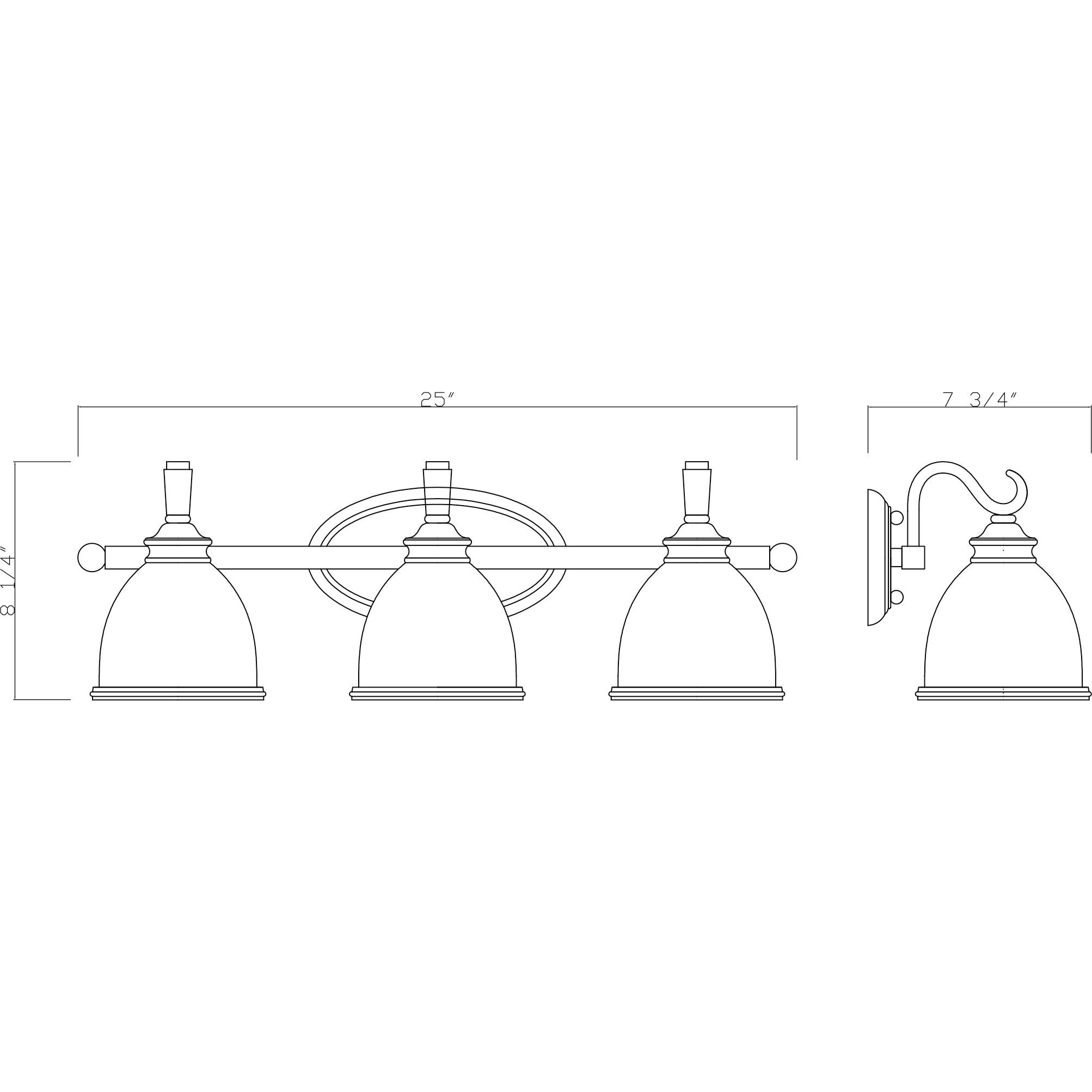 Willoughby 3 Light 25 inch English Bronze Bath Light Wall Light