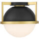 Carlysle 1 Light 15 inch Black with Warm Brass Accents Flush Mount Ceiling Light