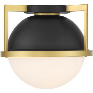 Carlysle Flush Mount Ceiling Light in Matte Black with Warm Brass