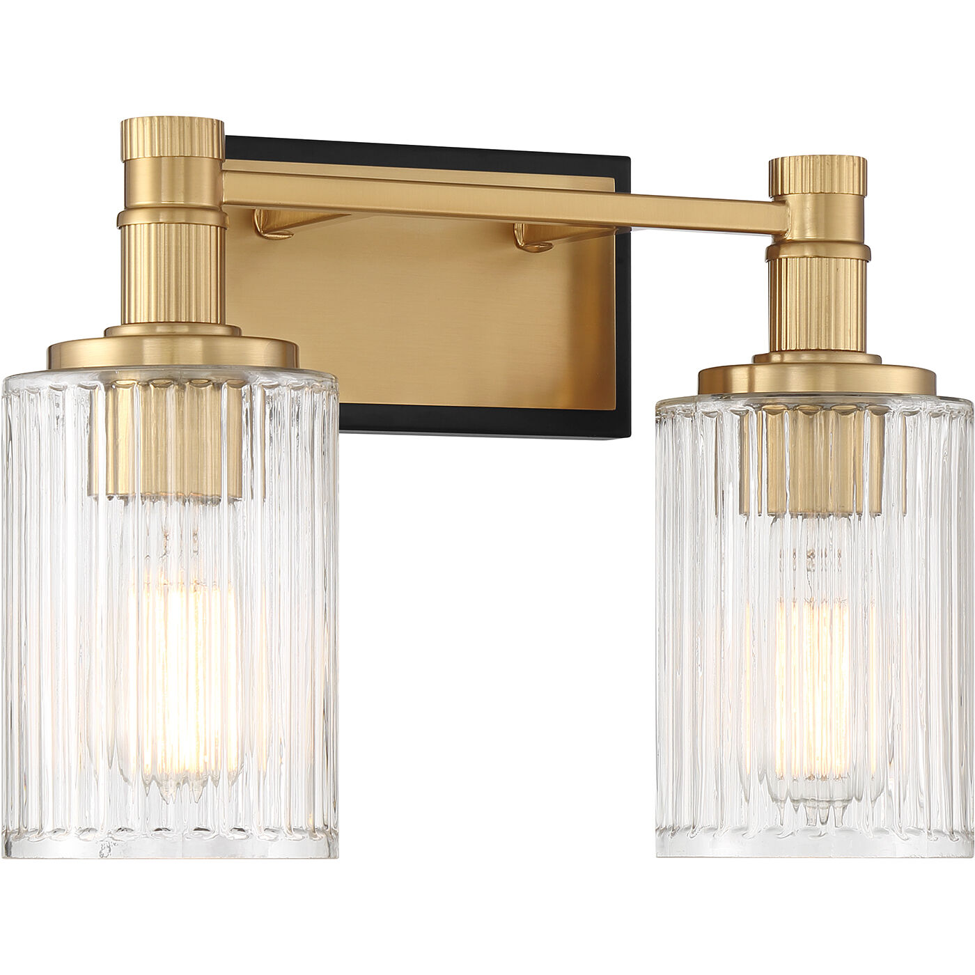 Concord 2 Light 15 inch Black with Warm Brass Accents Bathroom Vanity Light Wall Light