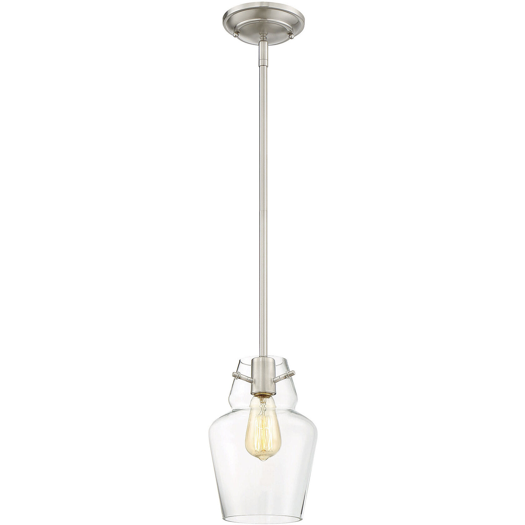 Vintage 1 Light 7 inch Satin Nickel Mini-Pendant Ceiling Light, Essentials