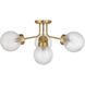 Coral 4 Light 27 inch Warm Brass Semi-Flush Ceiling Light