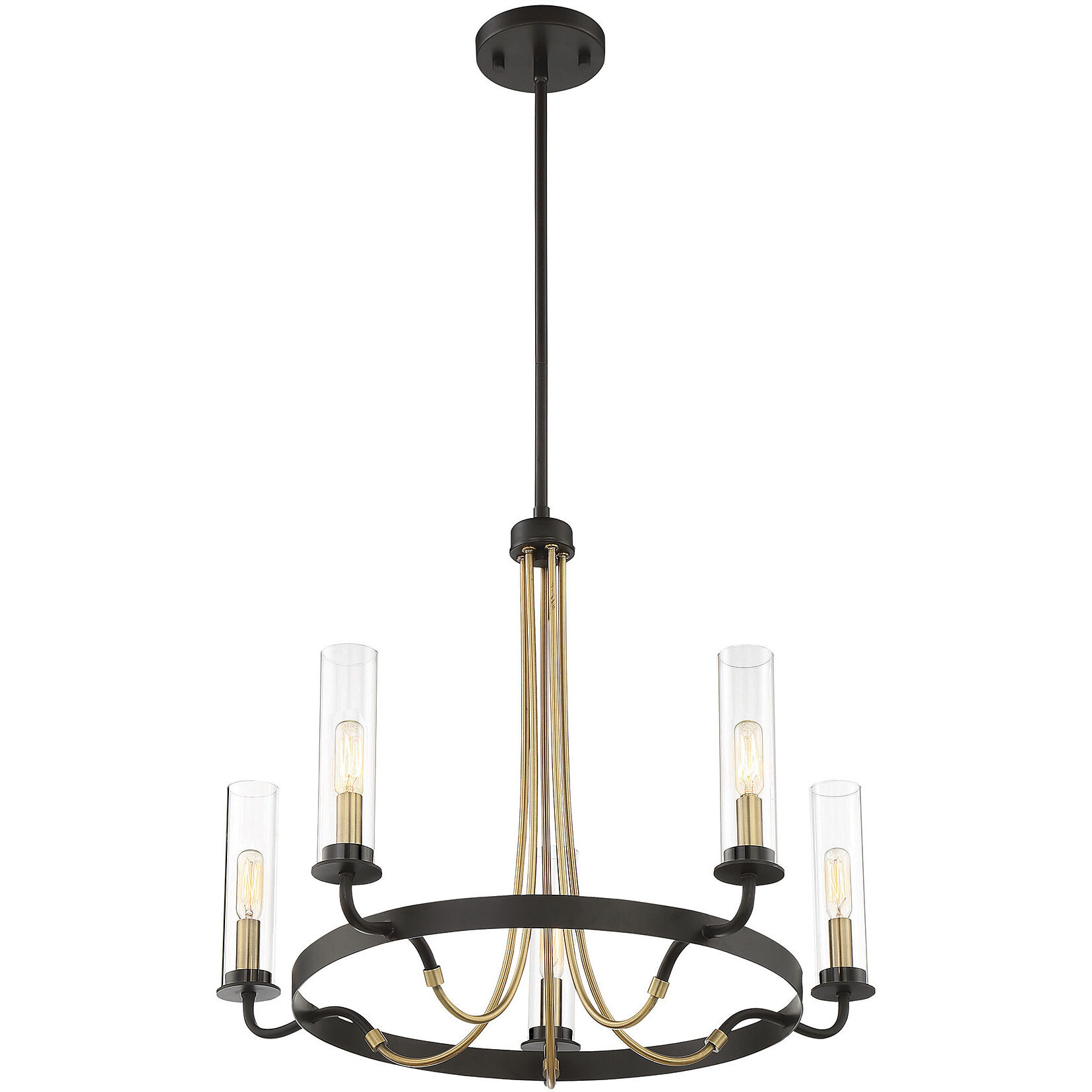 Kearney 5 Light 26 inch Vintage Black with Warm Brass Chandelier Ceiling Light