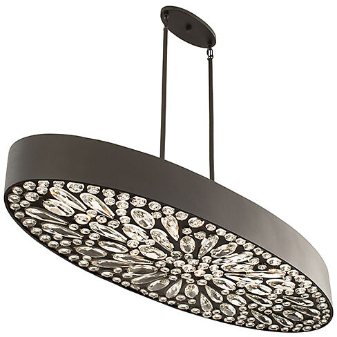 Azores 6 Light 48 inch Black Cashmere Linear Chandelier Ceiling Light