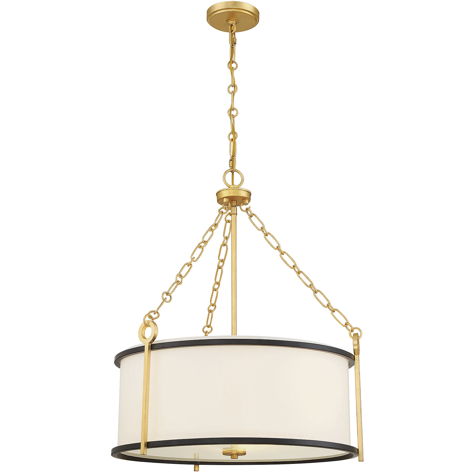 Kian 3 Light 22 inch Matte Black with True Gold Pendant Ceiling Light