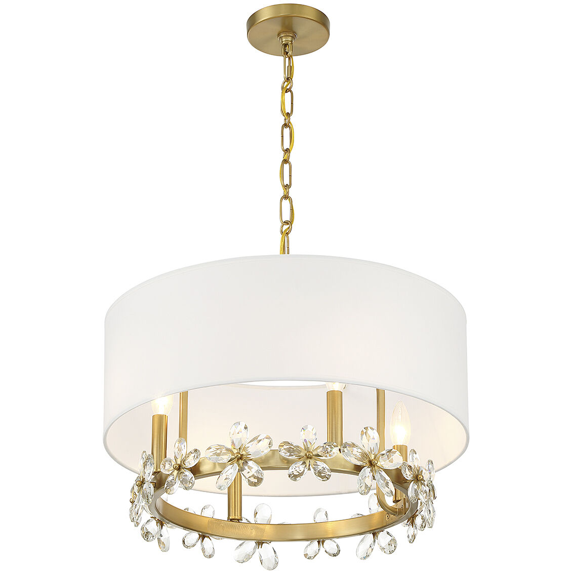 Dahlia 4 Light 21 inch Warm Brass Pendant Ceiling Light