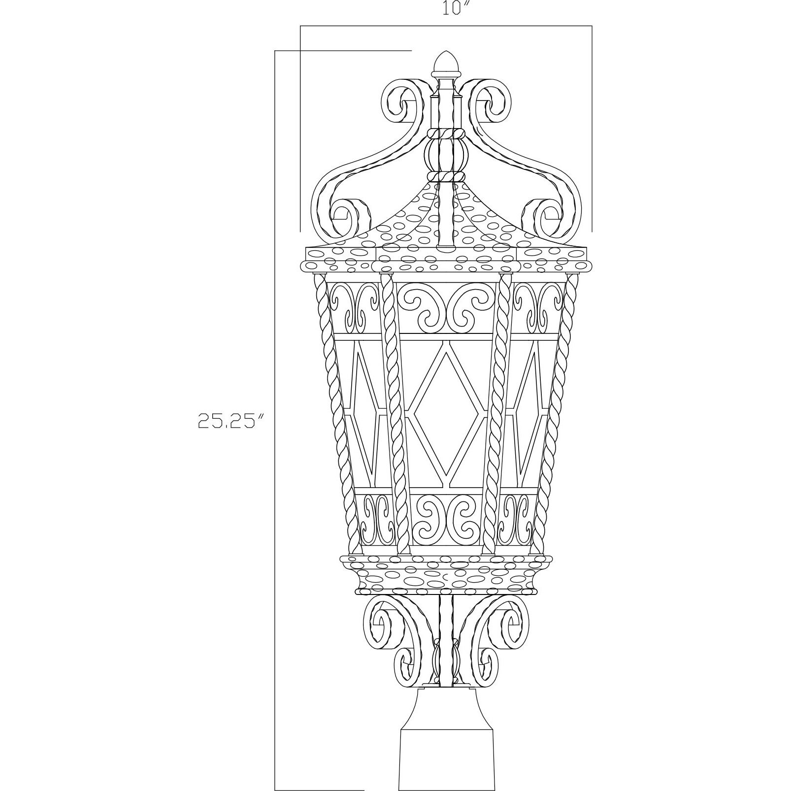 Felicity 3 Light 25 inch New Tortoise Shell Outdoor Post Lantern