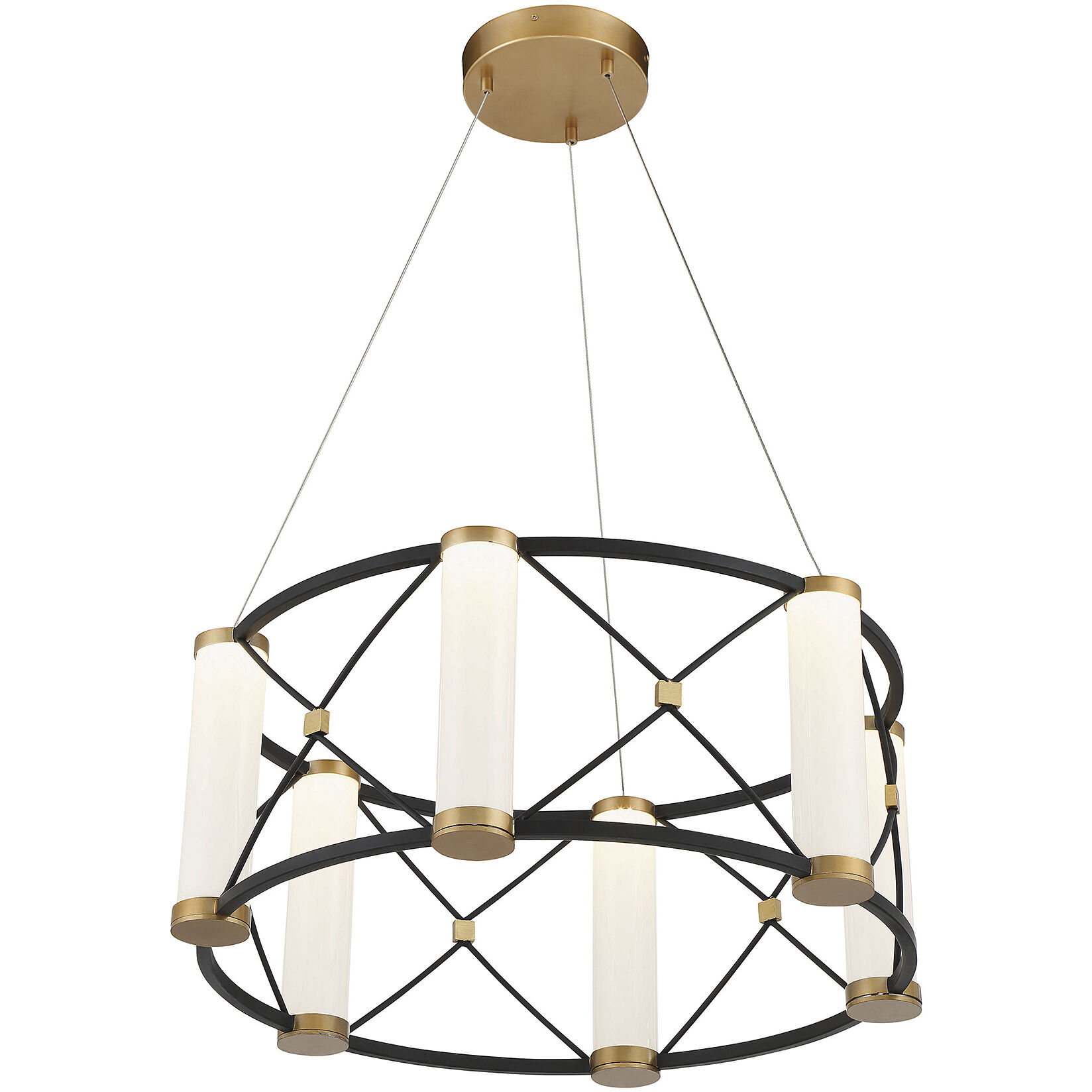 Aries LED 26 inch Matte Black with Burnished Brass Accents Pendant Ceiling Light