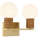 Jarrell 2 Light 14.63 inch Warm Brass Bathroom Vanity Light Wall Light