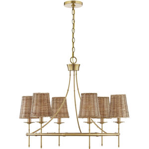 Ashbury 6 Light 30 inch Warm Brass Chandelier Ceiling Light