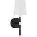 Brody 1 Light 5.75 inch Matte Black with Polished Nickel Accents Wall Sconce Wall Light, Essentials