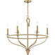 Charter 6 Light 32 inch Warm Brass and Rope Chandelier Ceiling Light