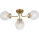 Coral 4 Light 27 inch Warm Brass Semi-Flush Ceiling Light