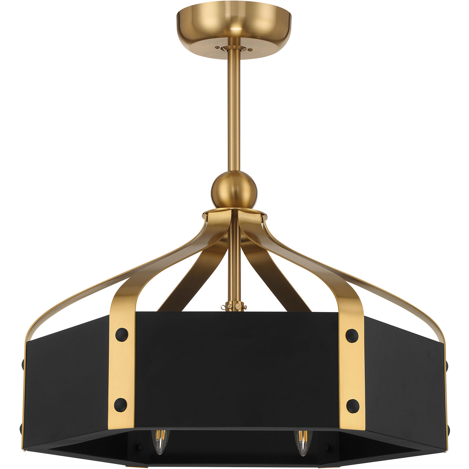 Sheffield 14 inch Black with Warm Brass with Gold Blades Fan D'Lier