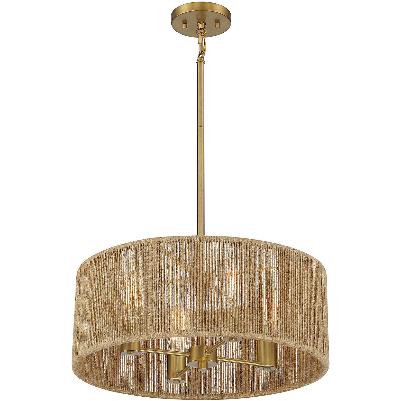 Ashe 4 Light 20 inch Warm Brass and Rope Pendant Ceiling Light