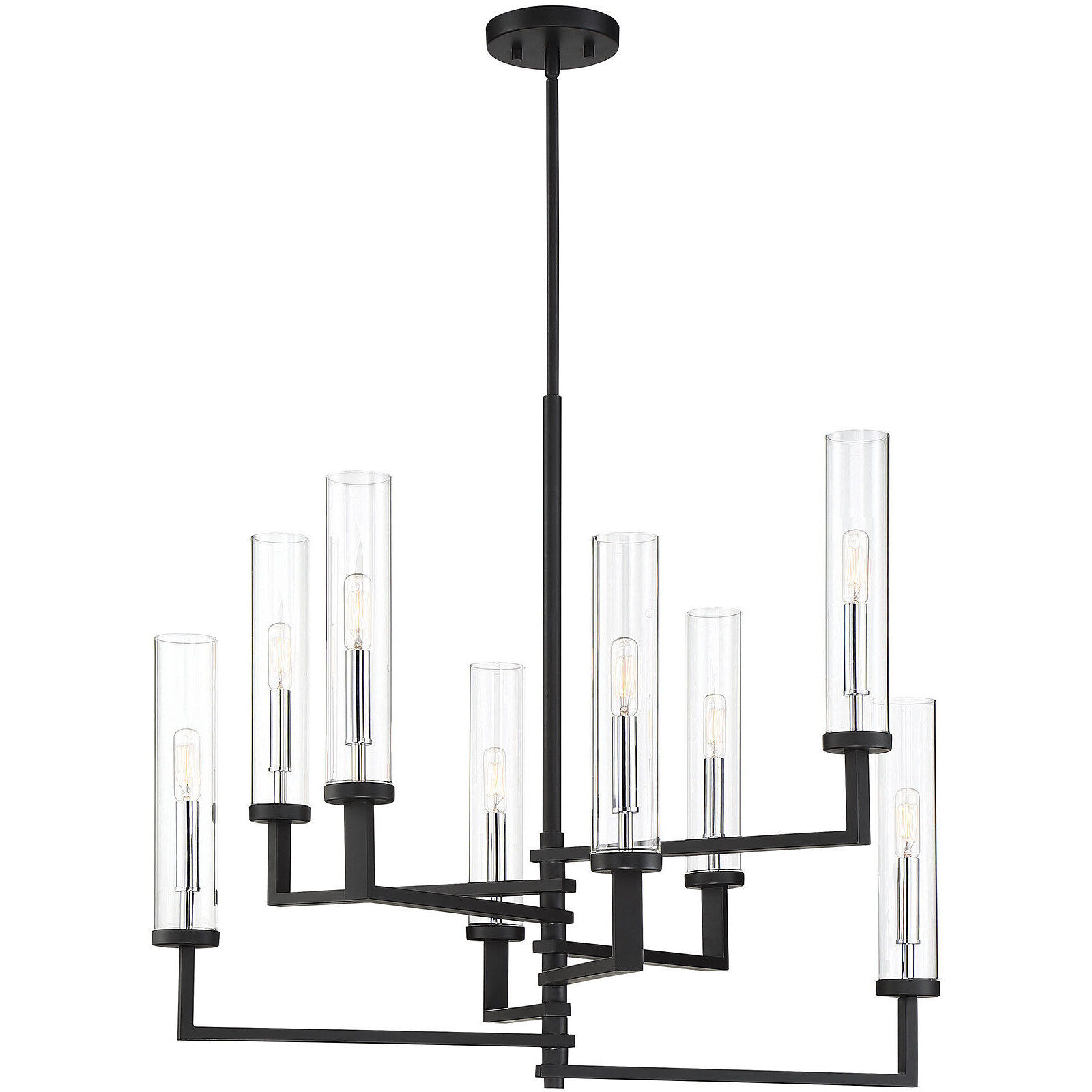Folsom 8 Light 28.38 inch Matte Black with Polished Chrome Accents Chandelier Ceiling Light, Adjustable