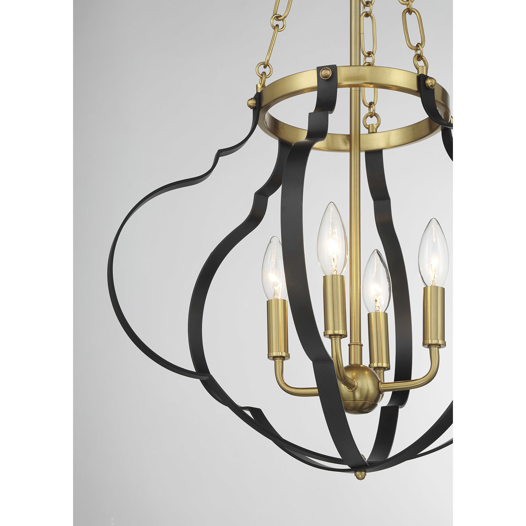 Mercer 4 Light 20 inch Matte Black and Warm Brass Pendant Ceiling Light in Matte Black with Warm Brass