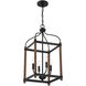 Eagen 4 Light 13 inch Darkwood with Black Accents Pendant Ceiling Light in Darkwood/Black