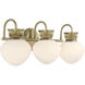 Melbourne 3 Light 25.5 inch Noble Brass Bathroom Vanity Light Wall Light